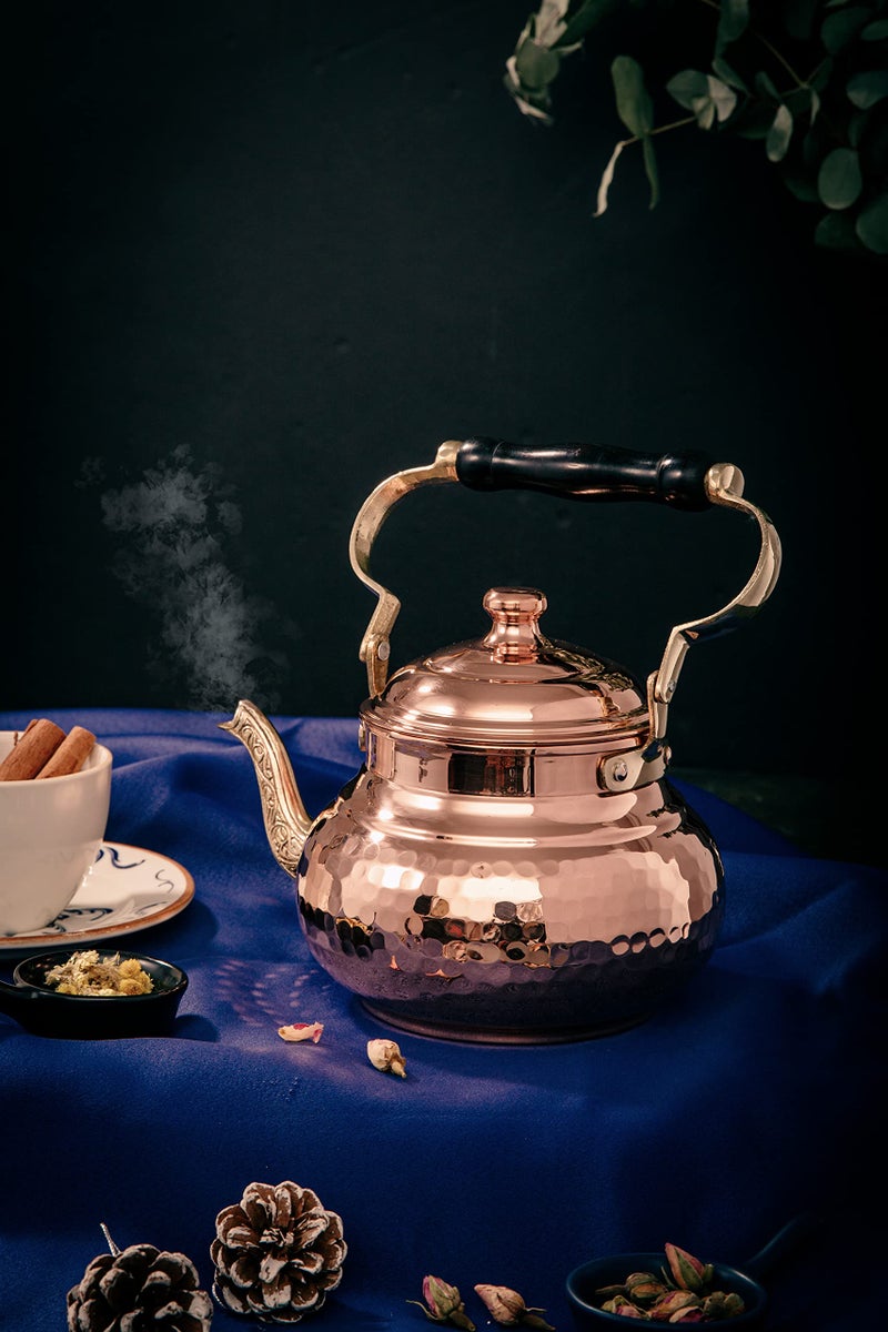 DEMMEX 1mm Thick Hammered Copper Tea Pot Kettle Stovetop Teapot, 1.6-Quart - Image 4